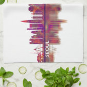 Linge De Cuisine Skyline Séoul Corée du Sud (Plié)