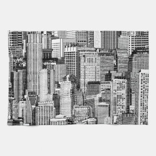 Linge De Cuisine Skyscraper City Texture Isométrique sans fil