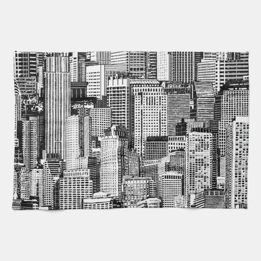 Linge De Cuisine Skyscraper City Texture Isométrique sans fil (Horizontal)