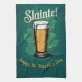 Linge De Cuisine Slàinte ! Saint Patrick's Day Pint of Beer on Gree (Vertical)