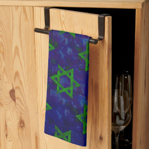 Linge De Cuisine SlipperyJoe's Hanukkah rangées vertes Étoiles de D