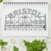 Linge De Cuisine Slogan de Bristol avec des traces sur blanc (Plié)