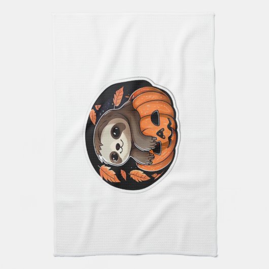 Linge De Cuisine Sloth citrouille Halloween autocollant Surdimensio (Vertical)