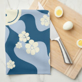 Linge De Cuisine Smile - Bleu foncé, Bleu clair et Crème (Quart Plié)