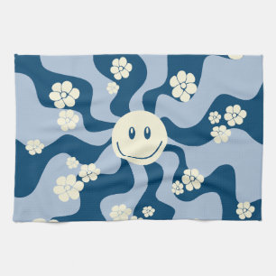 Linge De Cuisine Smile - Bleu foncé, Bleu clair et Crème