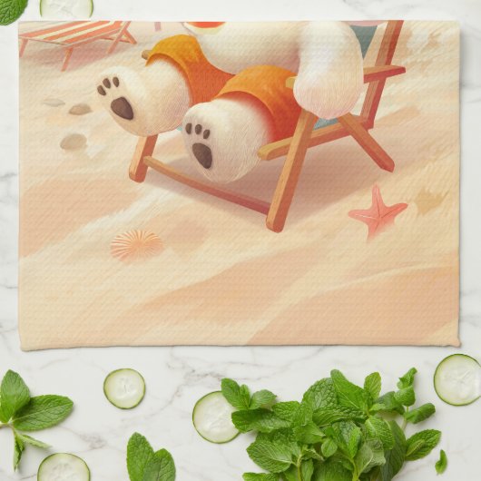 Linge De Cuisine Smile Dog - Mode Plage Activé (Plié)