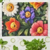 Linge De Cuisine Smiling meow whimsical happy flower tea (Plié)