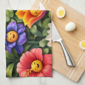 Linge De Cuisine Smiling meow whimsical happy flower tea (Quart Plié)