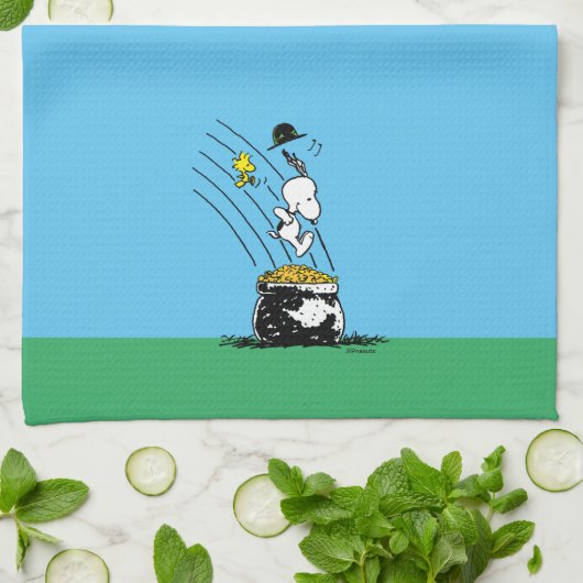 Linge De Cuisine Snoopy Jumping dans le pot d'or (Plié)