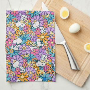 Linge De Cuisine Snoopy & Motif de fleurs de bois