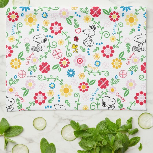 Linge De Cuisine Snoopy So Sweet Flower Pattern (Plié)