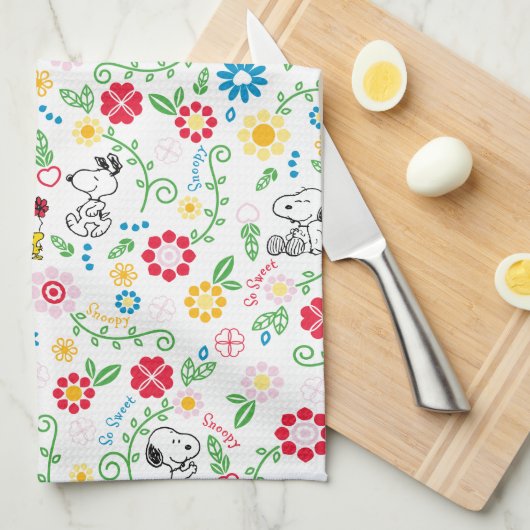 Linge De Cuisine Snoopy So Sweet Flower Pattern (Quart Plié)