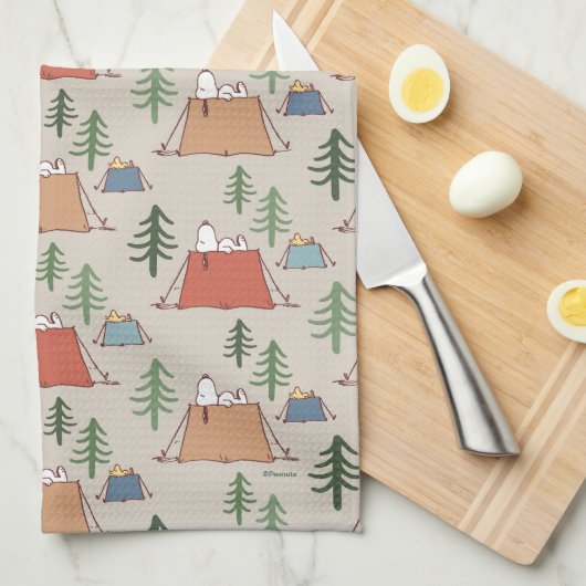 Linge De Cuisine Snoopy & Woodstock Go Camping Motif (Quart Plié)