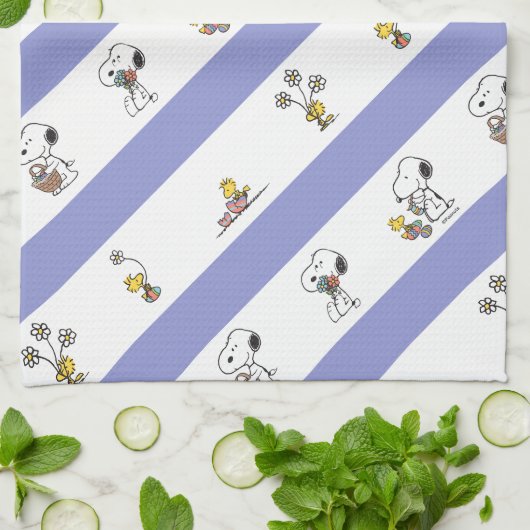 Linge De Cuisine Snoopy & Woodstock Motif de Pâques (Plié)