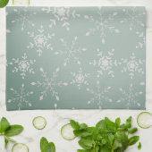 Linge De Cuisine Snowflakes avec un arrière - plan vert clair (Plié)