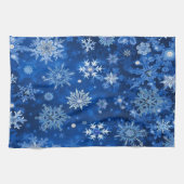 Linge De Cuisine Snowflakes de Noël Bleu et argent (Horizontal)