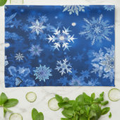 Linge De Cuisine Snowflakes de Noël Bleu et argent (Plié)