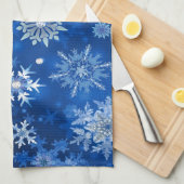Linge De Cuisine Snowflakes de Noël Bleu et argent (Quart Plié)