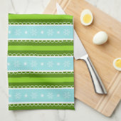 Linge De Cuisine Snowflakes de Noël Motif à rayures bleu et vert (Quart Plié)