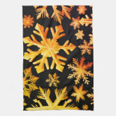 Linge De Cuisine Snowflakes dorés et couleur arrière - plan noire (Vertical)