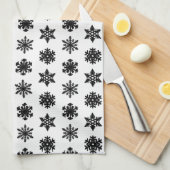 Linge De Cuisine Snowflakes Ikat - Blanc et noir (Quart Plié)