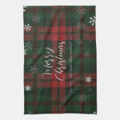 Linge De Cuisine Snowflakes Plaid Motif Noël personnalisé (Vertical)