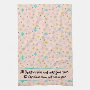 Linge De Cuisine Snowflakes rose Turquoise Lime Vert gris Citation