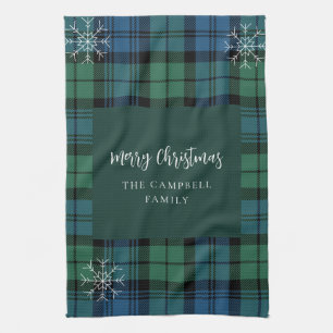 Linge De Cuisine Snowflakes rustique Campbell Tartan à script Plaid
