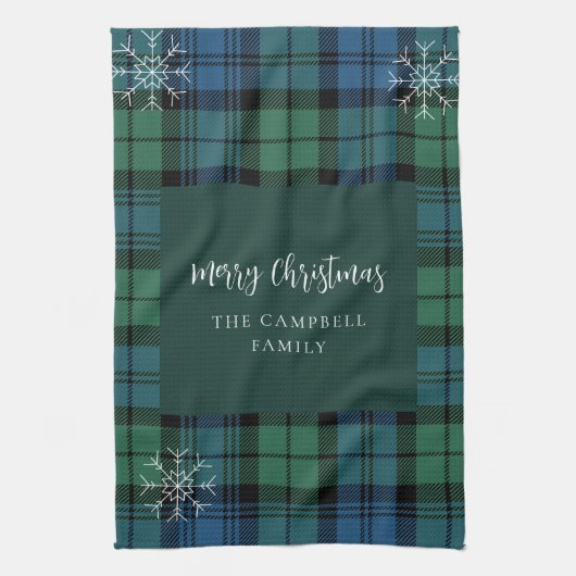 Linge De Cuisine Snowflakes rustique Campbell Tartan à script Plaid (Vertical)