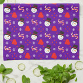 Linge De Cuisine Snowflakes Snowman Sucres de canne Arrière - plan  (Plié)