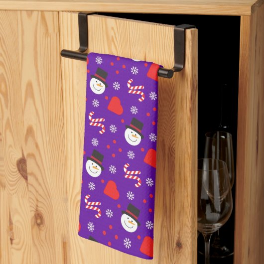 Linge De Cuisine Snowflakes Snowman Sucres de canne Arrière - plan  (Pliage en tiers)