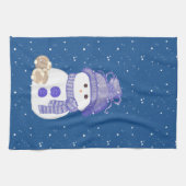 Linge De Cuisine Snowman avec des lapins couchés (Horizontal)