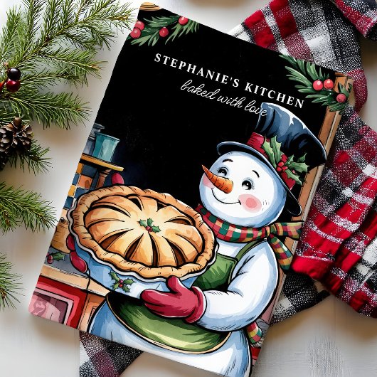 Linge De Cuisine Snowman avec tarte Noël personnalisé