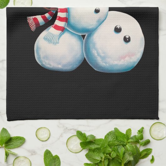 Linge De Cuisine Snowman Avec Vin Noël Drôle Noël Cadeau de Noël (Plié)