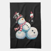 Linge De Cuisine Snowman Avec Vin Noël Drôle Noël Cadeau de Noël (Vertical)