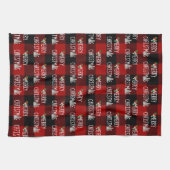 Linge De Cuisine Snowman de Noël et arbre sur Buffalo Plaid (Horizontal)