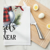 Linge De Cuisine Snowman et Cardinal avec citation Angel (Quart Plié)