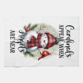 Linge De Cuisine Snowman et Cardinal avec citation Angel (Horizontal)