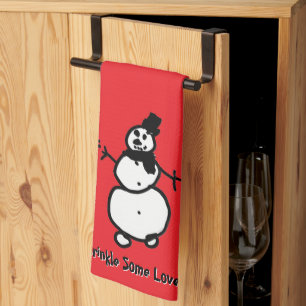 Linge De Cuisine Snowman - Fête Rouge