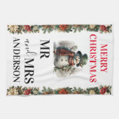 Linge De Cuisine Snowman mignon voeux de Noël Papier Napkin (Horizontal)