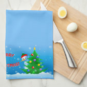 Linge De Cuisine Snowman Peeking (Quart Plié)