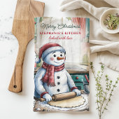 Linge De Cuisine Snowman Rolling Dough Noël personnalisé
