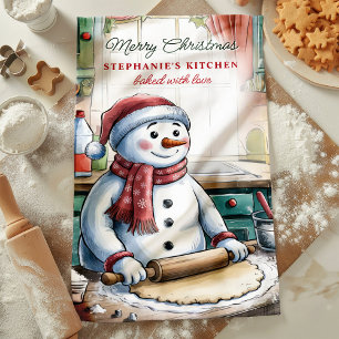 Linge De Cuisine Snowman Rolling Dough Noël personnalisé