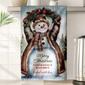 Linge De Cuisine Snowman Russe Joyeux Noël