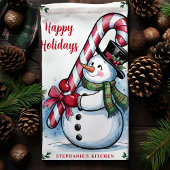 Linge De Cuisine Snowman Sucre de canne Joyeuses vacances Noël