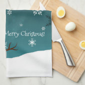 Linge De Cuisine Snowman turquoise Winter Scène Noël Cuisine Servie (Quart Plié)