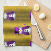 Linge De Cuisine Snowman violet à Noël d'or (Quart Plié)
