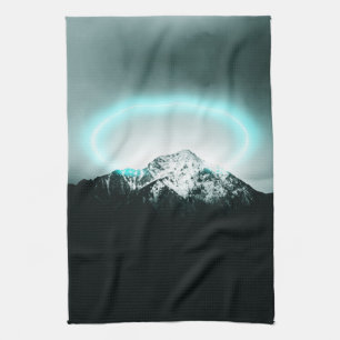 Linge De Cuisine Snowy mountain mysterious blue neon light
