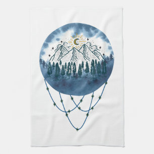 Linge De Cuisine Snowy Mountain Pine Tree Nature Adventure Extérieu