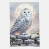 Linge De Cuisine Snowy Owl in Moonlit Winter Garden (Vertical)